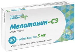 Мелатонин-СЗ, таблетки покрытые оболочкой пленочной 3 мг 30 шт
