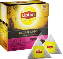 Чай черный, Lipton (Липтон) 1.8 г №20 Индиан Спайс индийские специи с корицей и имбирем пирамидки